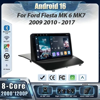 Autoradio GPS Android 16 per Ford Fiesta MK6 MK7 2009-2017, Unità Principale Stereo con Navigatore GPS, Lettore Multimediale, Schermo QLED 5G 2K