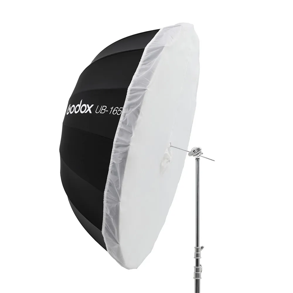 고독스 UB-165W 65인치(165cm) 파라볼릭 블랙 화이트 반사 우산 스튜디오 조명 우산 (블랙 실버 디퓨저 커버 천 포함)