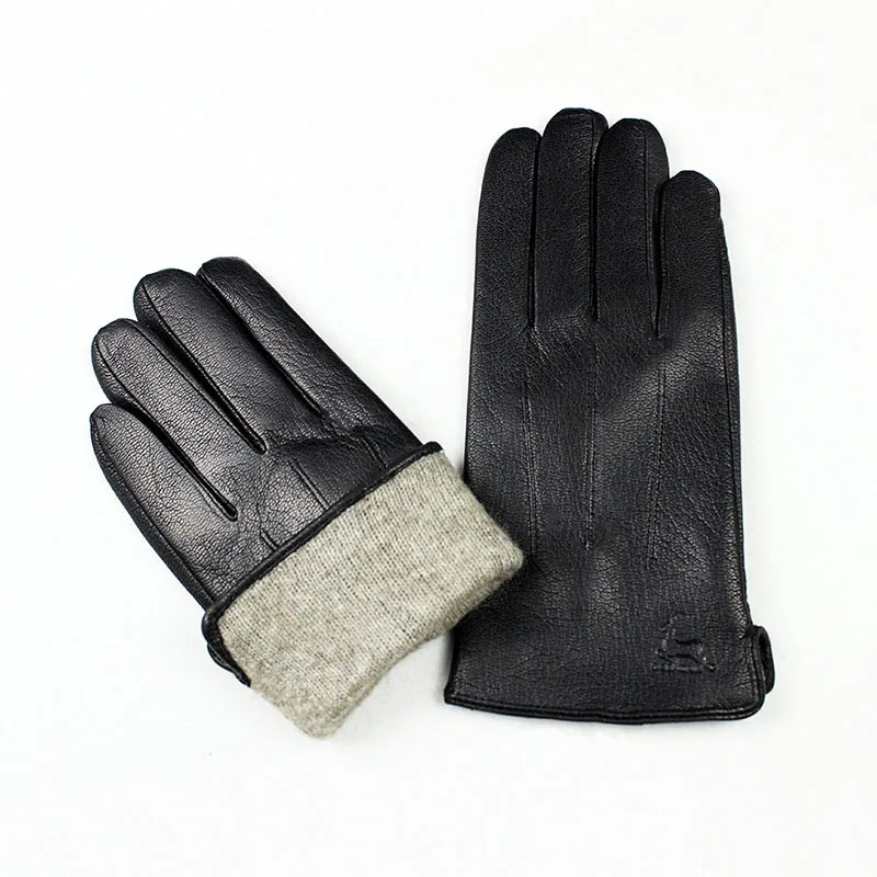 Goatskin Deerskin Gloves Men's Leather Fleece Lining Winter Warmth Outdoor Motorcycle Riding and Driving warm gloves,leather gloves,male gloves