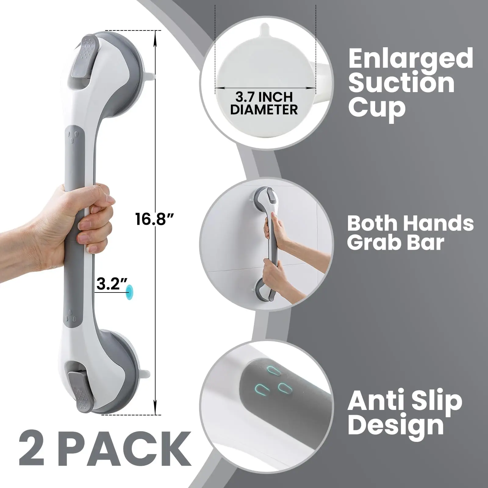 Description Picture 3 of itemTAILI Safety Helping Handle 2pcs Shower Handle Anti Slip Support Toilet Bathroom Safe Grab Bar Handle Suction Cup Handrail
