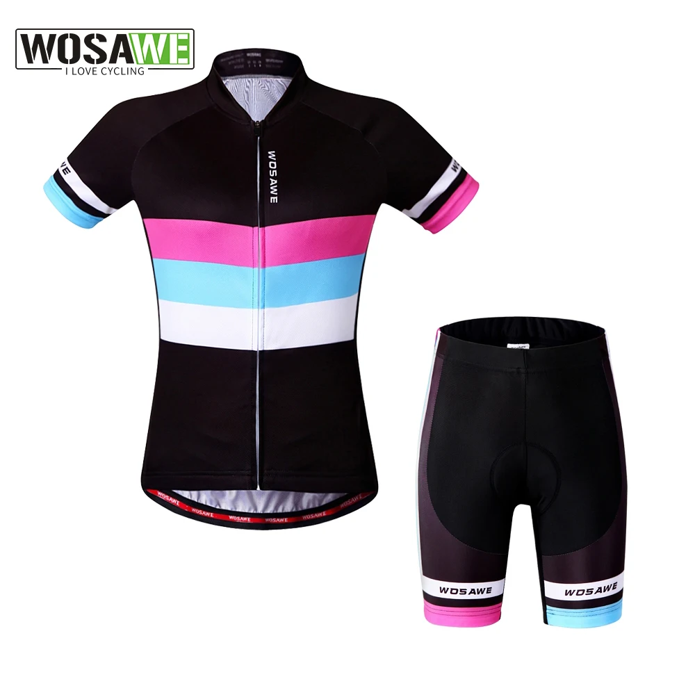 

WOSAWE Women Cycling Jersey female summer Bicycle clothing Breathable woman short sleeve tops cycling sets T-shirt safe ridding