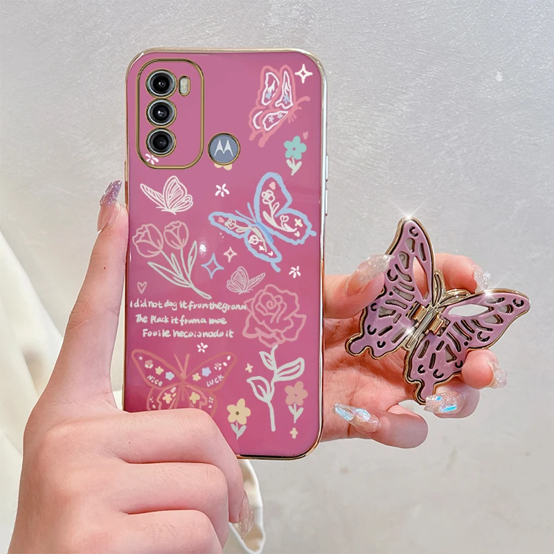 Rose Butterfly Plating Holder Phone Case