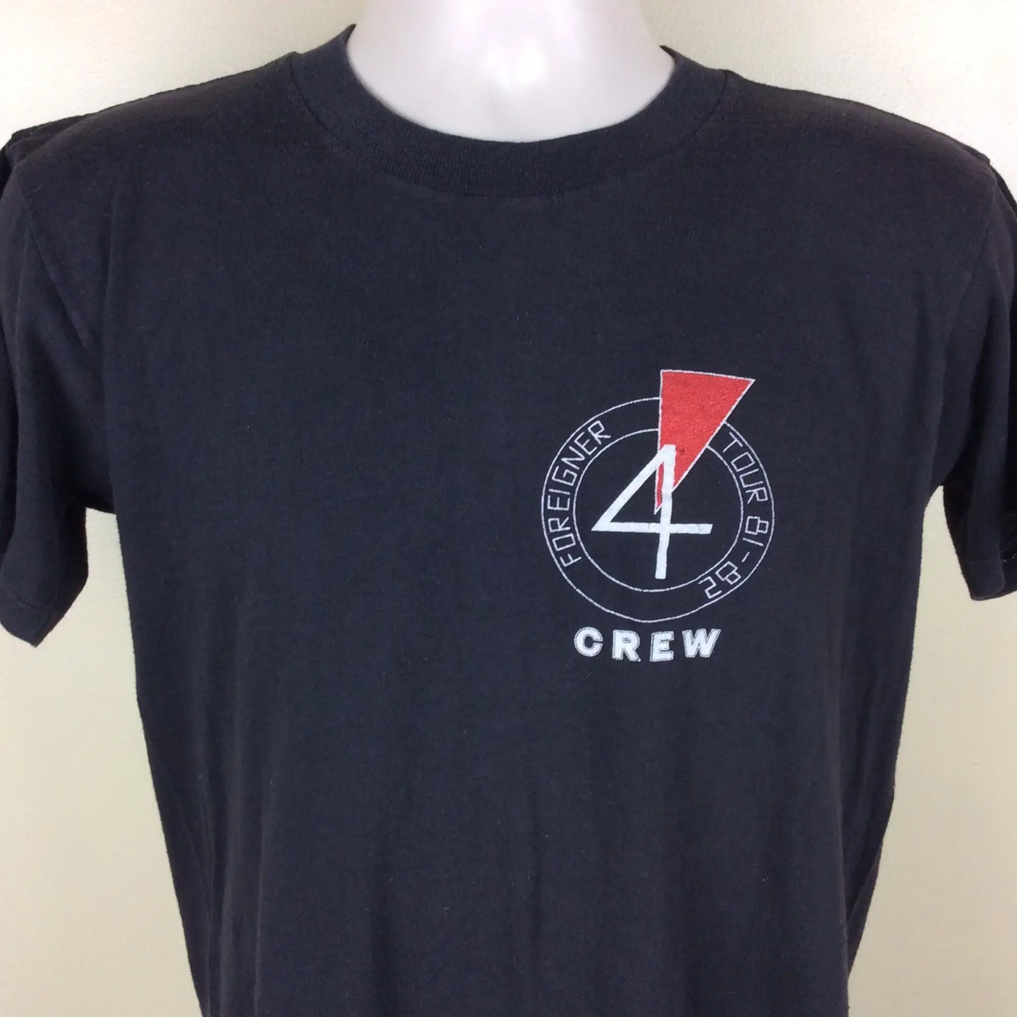 Vtg 1981 футболка для концерта с изображением иностранца 4, черная, M 1982, 80s, классическая рок-группа, поп-музыка