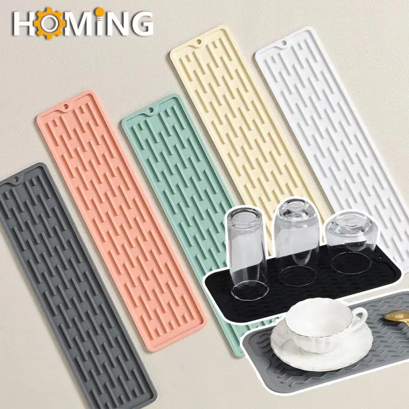 55cm Silicone Tableware Cushion Anti Slip Sink Mat Faucet Absorbent Mat Sponge Cup Dish Drying Tray Kitchen Specialty Gadget
