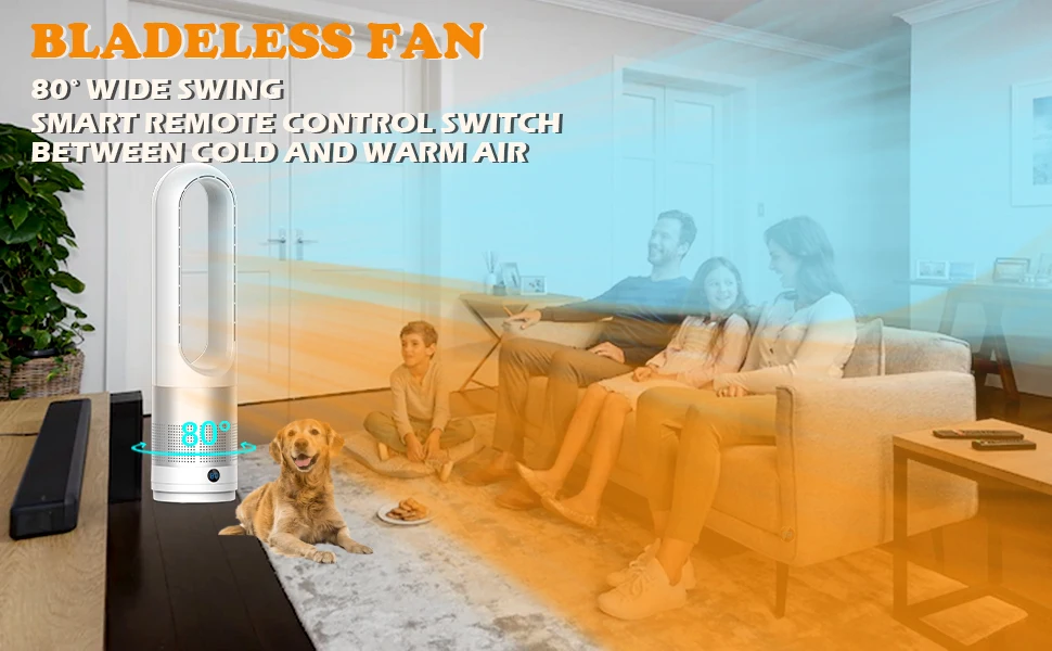 bladeless heater fan combo with remote