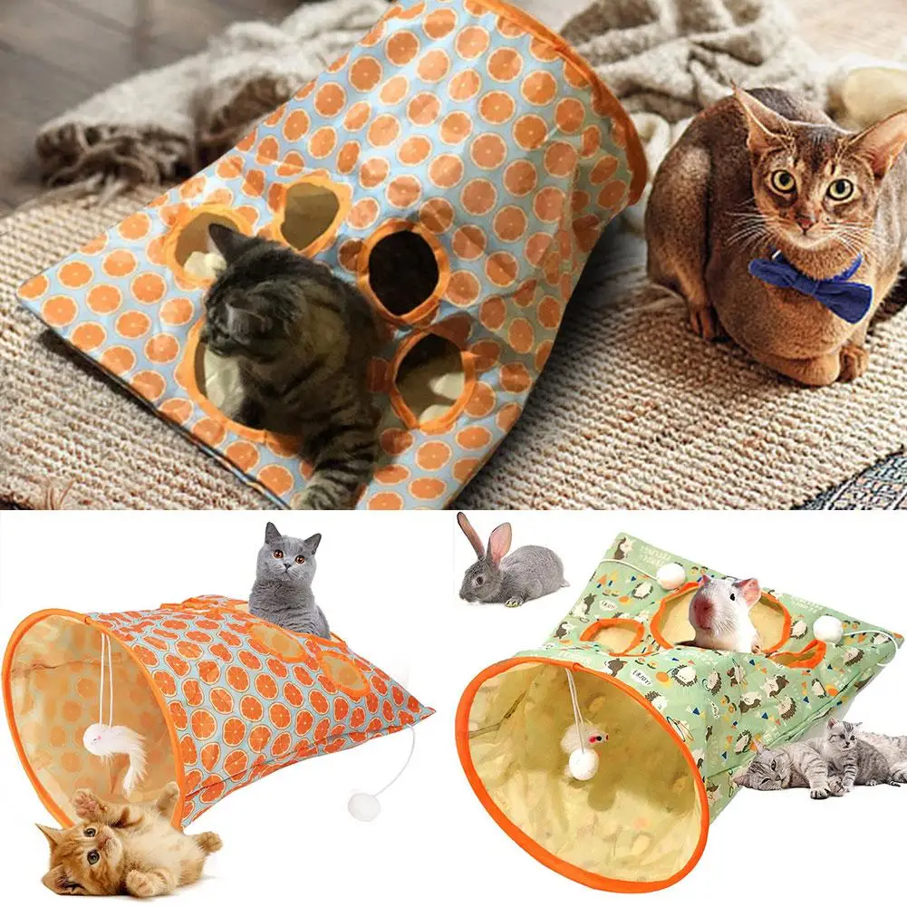 

With Ball Cats Tunnel Bag Pet Cat Toys Play Tube Training Interactive Interactive Toys Playing Toy Fun Plush Cat Self Ball L7M2