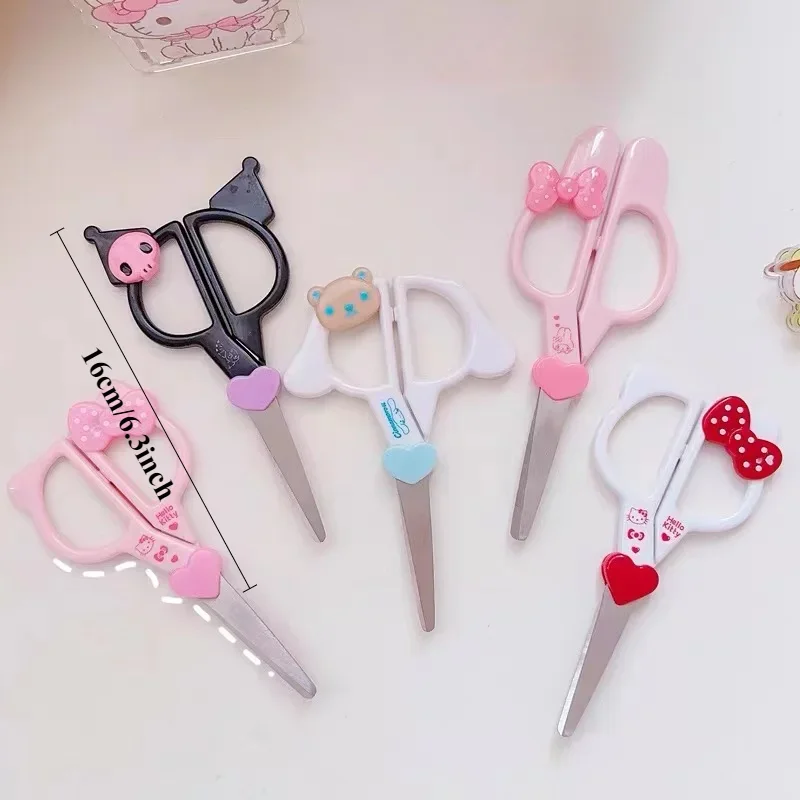 New Kawaii Sanrio Kuromi Cinnamoroll Hand Made Scissors Cute Melody Art Scissors Kid Stationery School Office Supplies Gifts - 5
