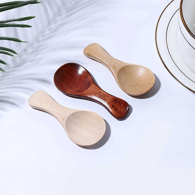 Short Handle Wooden Spoons Tea Honey Coffee Kitchen Spice Condiment Accessories 1PC
