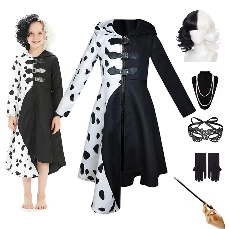 Dalmata Vestito Di Carnevale Crudelia Demon Bambina Costume