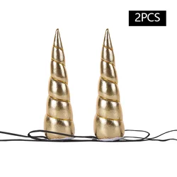 Enchanting Unicorn Headband Duo with Vibrant Manes and Magical Horns - Perfect for Whimsical Celebrations (Gold)