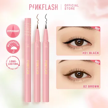 PINKFLASH 리퀴드 블랙 아이라이너, 방수 속건성, 오래 지속되는 매트 아이 라이너 펜 도구, 여성용 메이크업 화장품