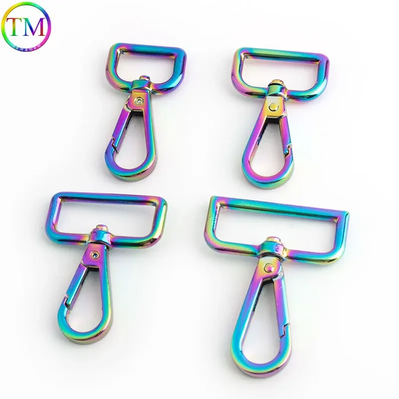13mm 20mm 25mm 38mm Rainbow Metal Swivel Clips Snap Hook Strap Buckle Spring Gate Lobster Clasps For Handbag Diy Accessories
