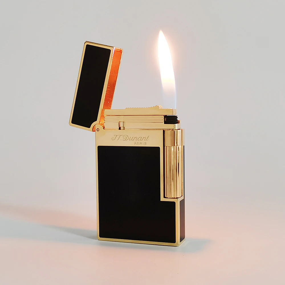 Dunant Brass Lighter Black Lacquer Butane Gas Tobacco Cigar Cigarette Smoking Gadgets Gentleman Male Fathers' Day Gifts butane gas lighter cigarette lighter
