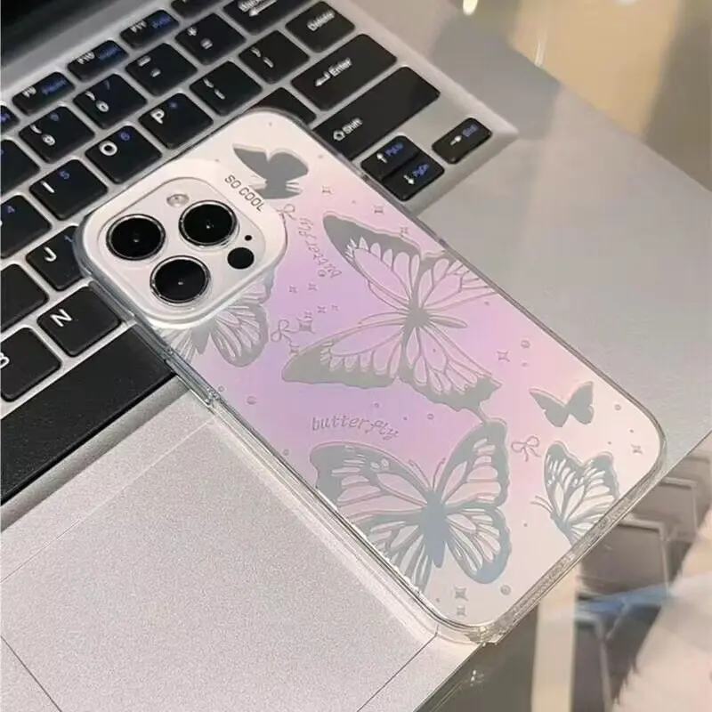 Butterfly Cute Matte Hard Laser IMD Cover Case