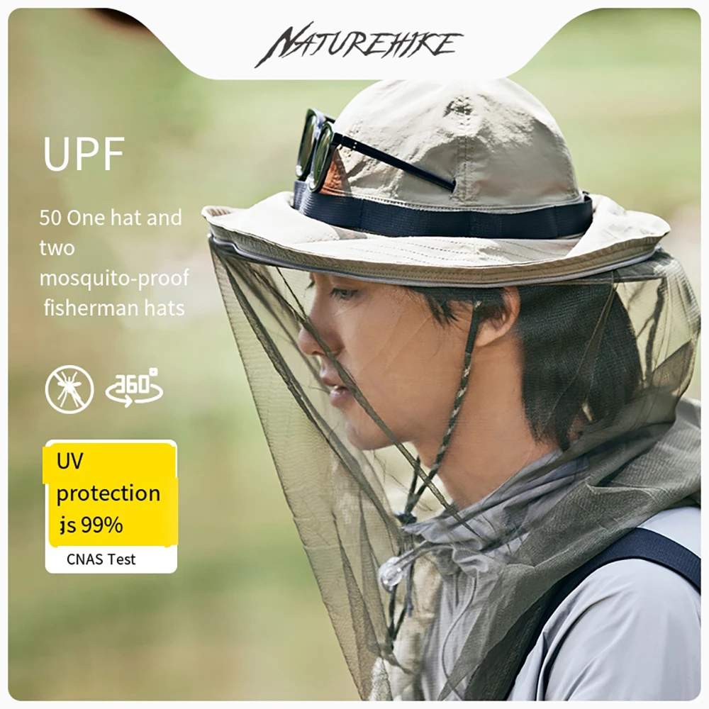 

Naturehike Fisherman Hat Face Mesh Net Hat Wide Brim Outdoor Anti Mosquito UV Protection UPF50+ Camping Hike Jungle Fishing Hats