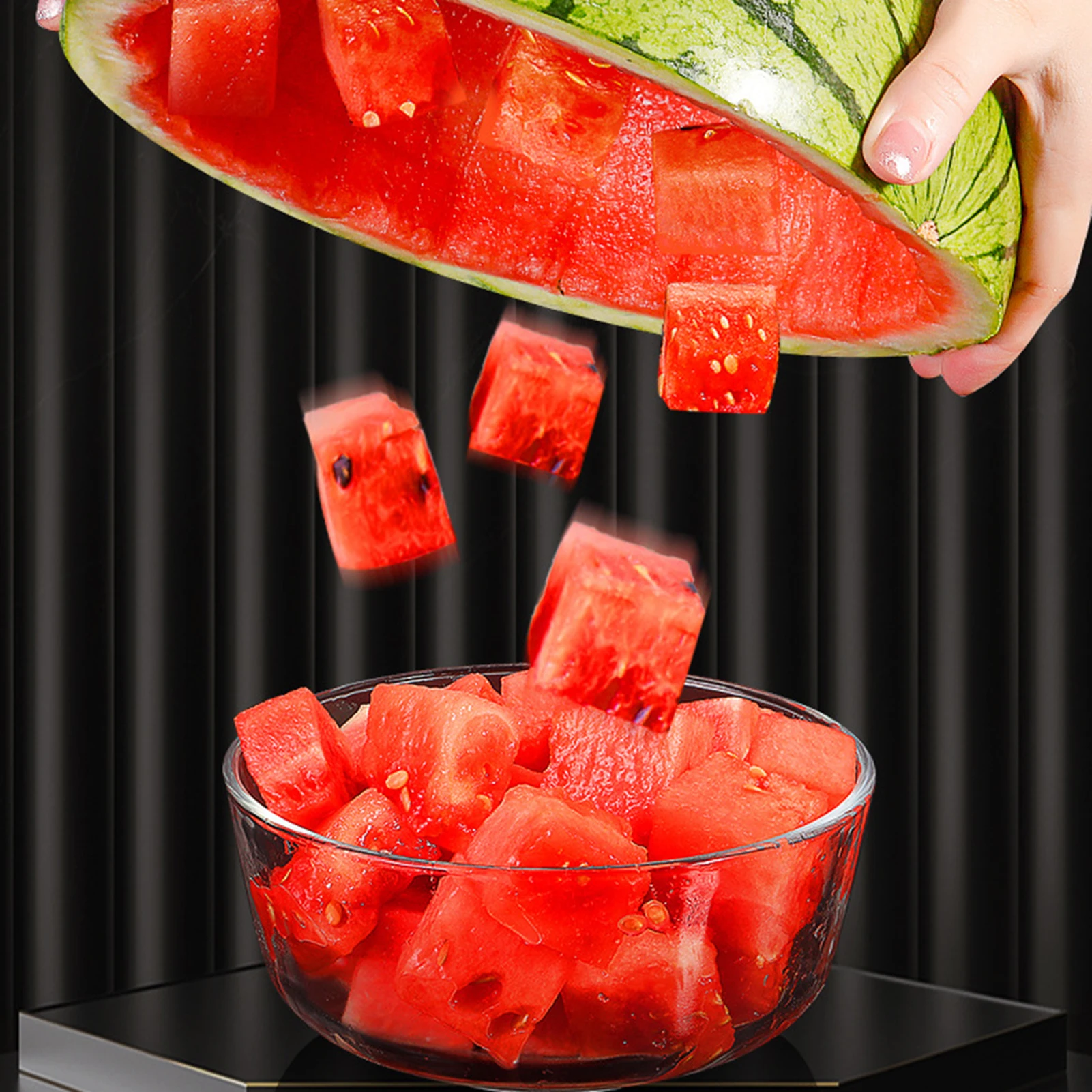 Stainless Steel 2 In 1 Watermelon Cutter Home Fruit Baller Divider Watermelon Dicing Fork Fruit Cutting Tool For Camping Picnics