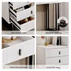 Makeup and Dressing Table with Mirror and Lamp, Small Dressing Table with 5 Drawers, and Adjustable Modern Dressing Table 2