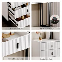 Makeup and Dressing Table with Mirror and Lamp, Small Dressing Table with 5 Drawers, and Adjustable Modern Dressing Table 2