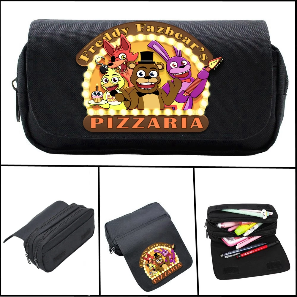 

Anime Game Bidybab Foxy Freddy Pencil Case Black Pen Bags Make up Cosmetic Bag Student Stationery Box Large Capacity Storage Set
