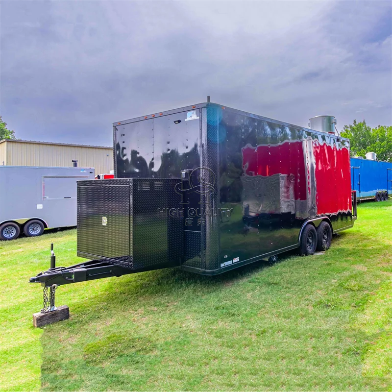 Food Truck Trailer Size Food Truck BBQ Pizza Mobile Dining Car Hot Dog Burger Coffee Vending