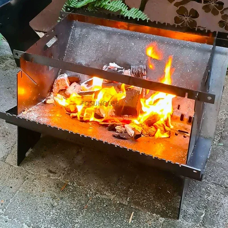 Modern Stainless Steel Fire Pits for Outdoor Heaters Charcoal Brazier Winter Multifunctional Outdoor Charcoal Folding Wood Stove