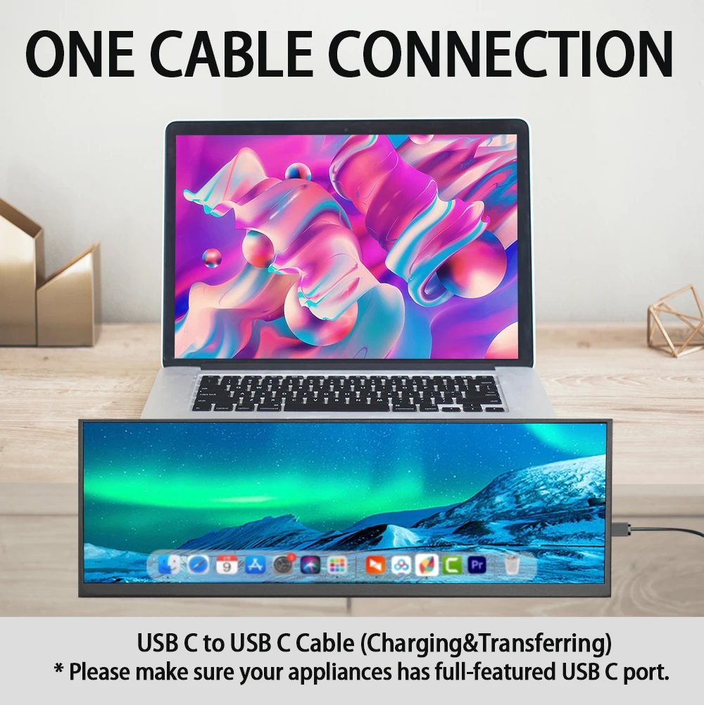 LESOWN ̵ Ʈġ  HDMI USB-C ,   Ʈ PC, 12.7 ġ Ʈ  Ʈ  ȭ, 120Hz