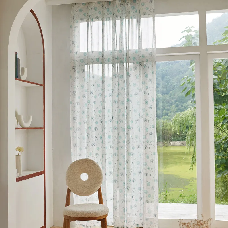 

New Simple Dandelion Digital Printing Window Screen Semi-transparent Gauze Curtain Curtains for Living Dining Room Bedroom