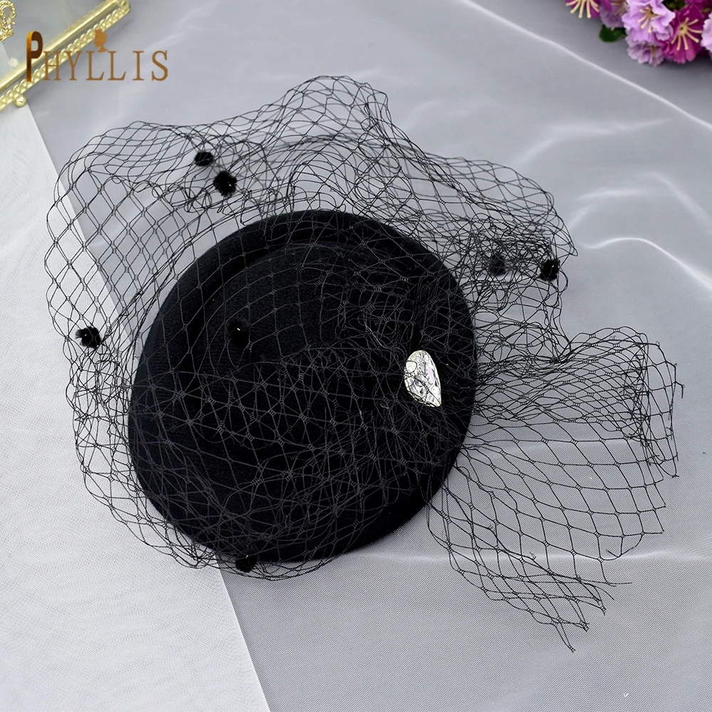 JM10 Birdcage Veil Black Veil Headband Wedding Fascinator Face Veils Charming Wedding Veil Hats Net Mask Wedding Accessories