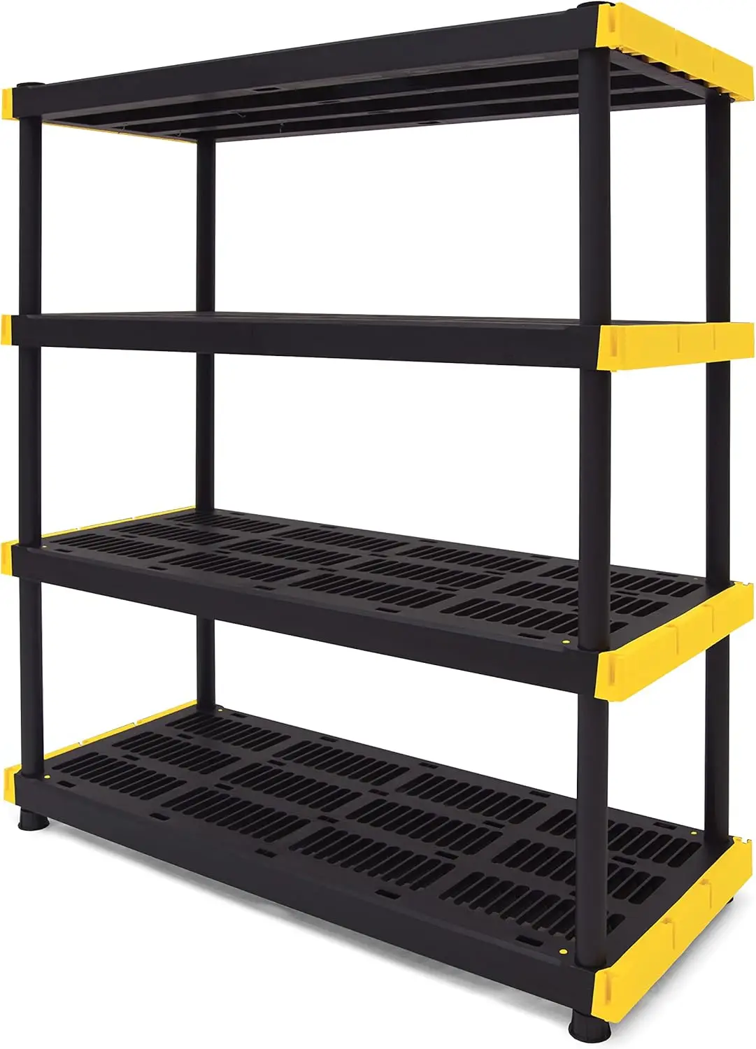 Black & Yellow, Shelving Unit and Heavy Duty Storage Containers, Extremely Durable (Shelf + 27 Gallon Container (8-Pack)) 3