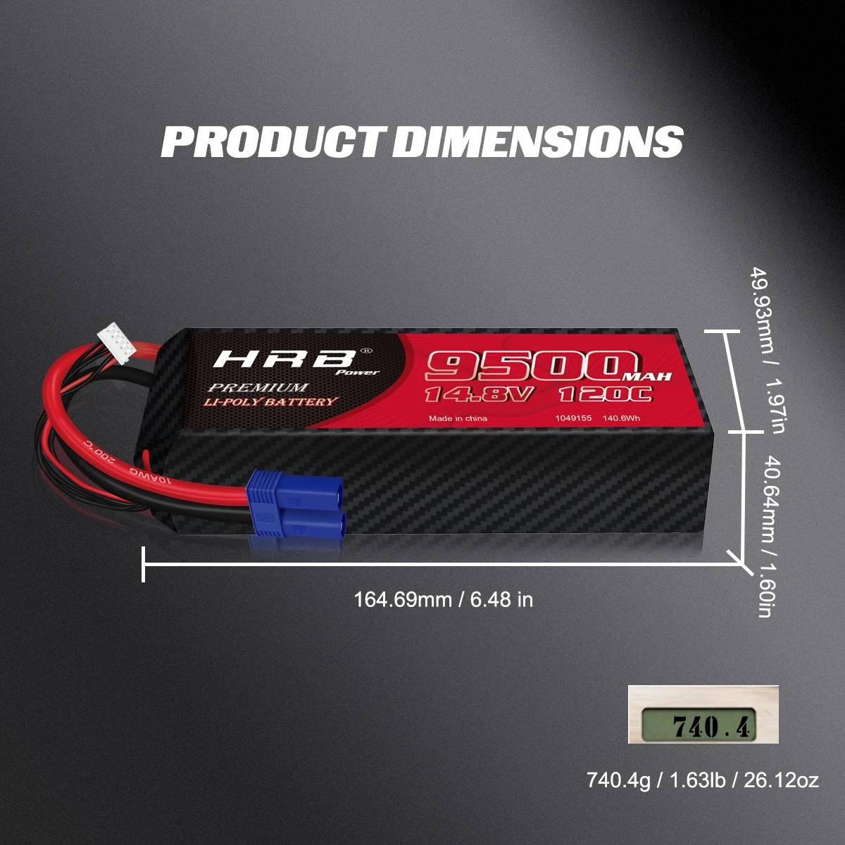 Batterie LiPo 4S 6000mAh 50C XT60 pour RC Avion