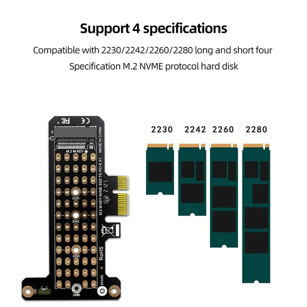 M.2 NVME B&M Key to PCIe 4.0/3.0 X1 X4 X8 X16 Interface Adapter Card for 2230 2242 2260 2280 SSD Hard Disk ssd adapter card m.2 to pcie adapter pcie adapter card pcie expansion card m.2 expansion card