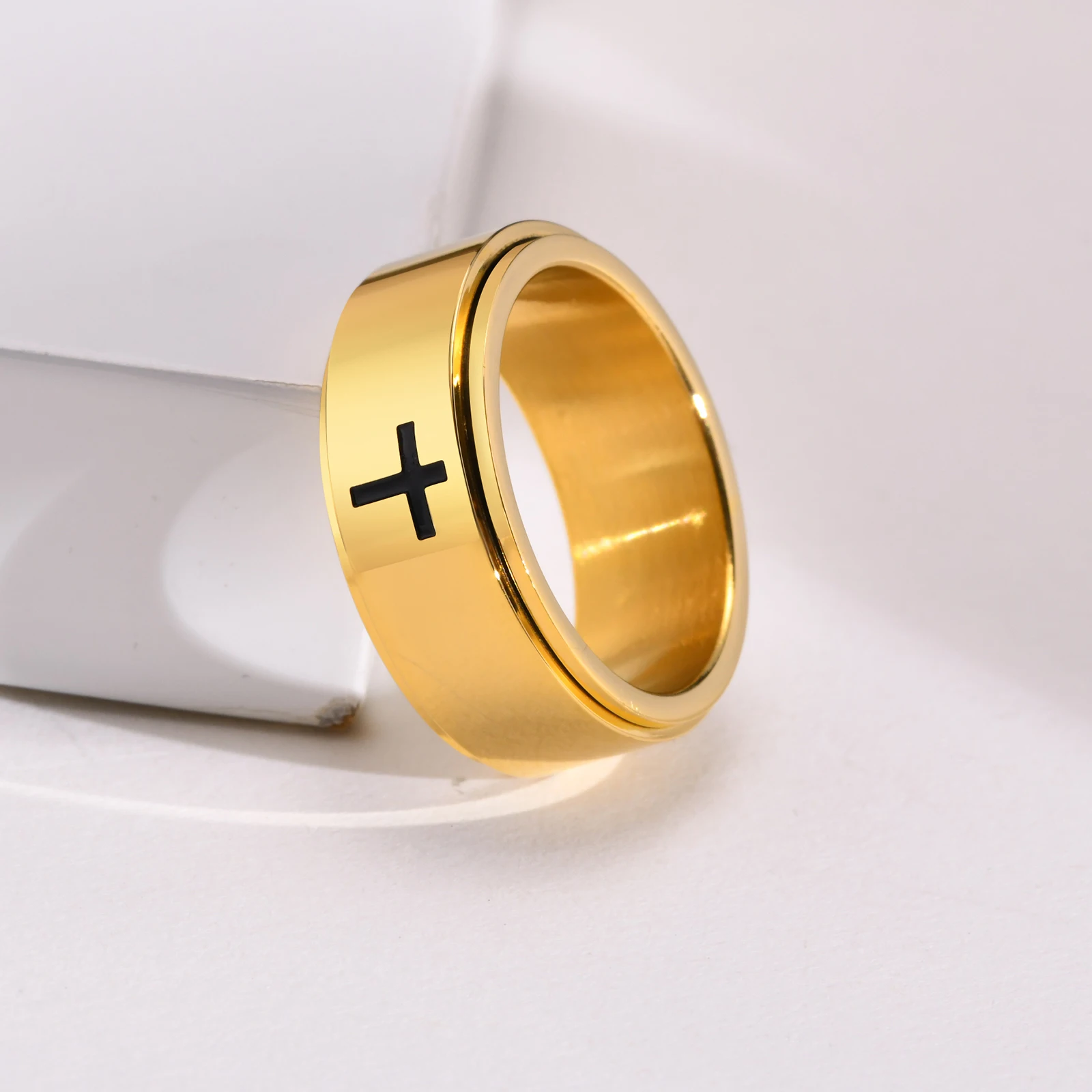 Cross Rings Stainless Steel Cross Rings for Men Easter Gift Christian Baptism Faith Ring Gift Jewelry