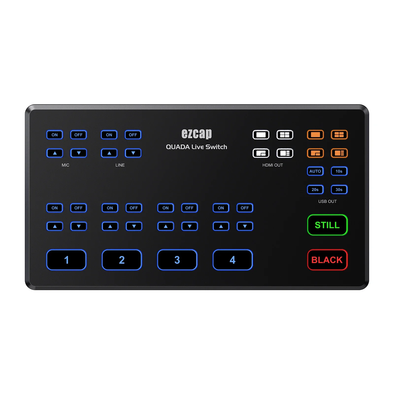 EzCap QUADA 라이브 스위치, 4 채널 HD 비디오 라이브 스트림 스위치 -- ezcap328