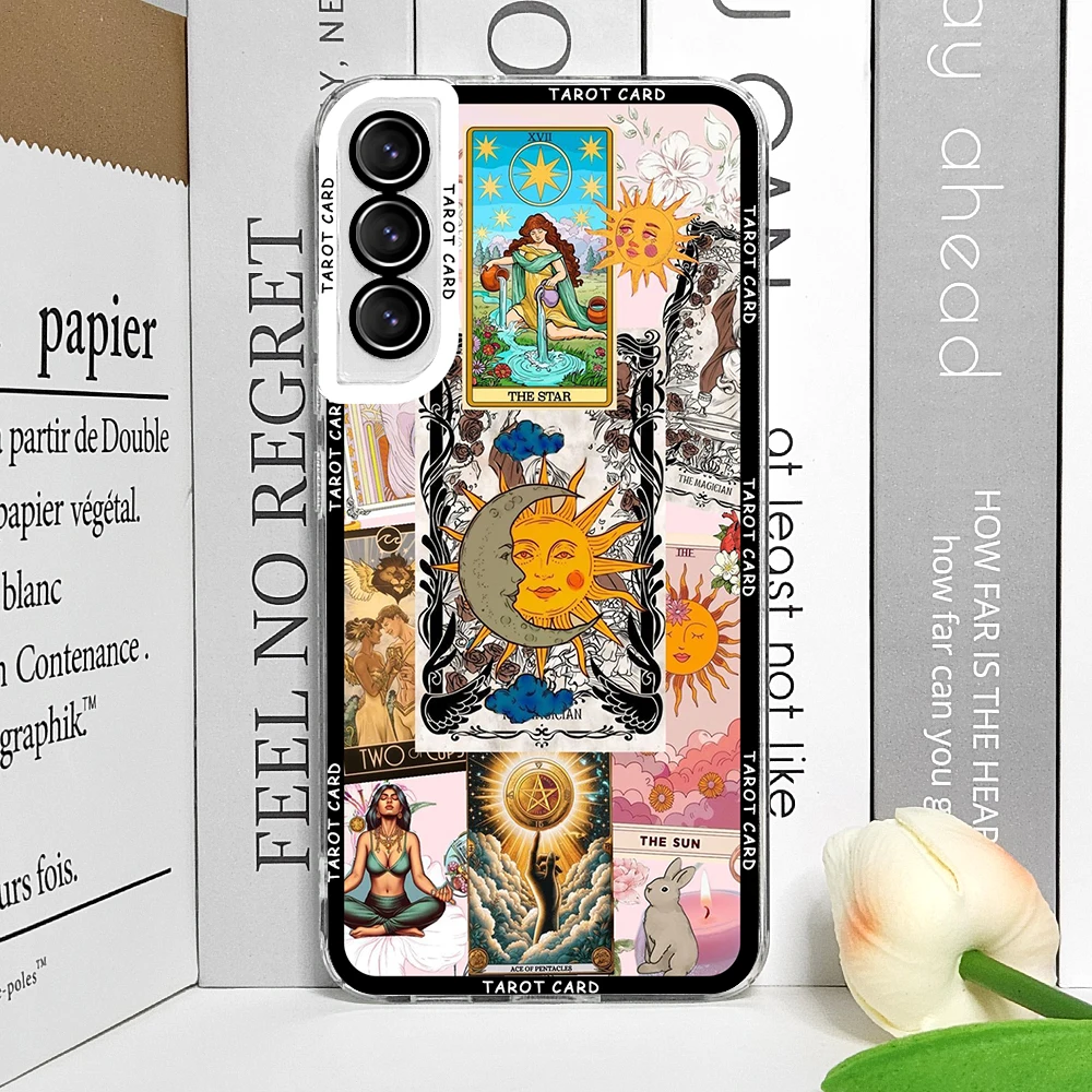 Mystical Witch Tarot Card Collage Clear Soft Phone Case