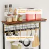 Kitchen Bakers Rack with Hutch, Coffee Bar Station 4 Tiers, Microwave Oven Stand with 6 S Hooks and Pegboard, Kitchen Microwave 5