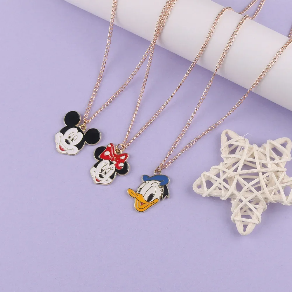 

Disney Mickey Cartoon Necklace Anime Jewelry Minnie Donald Duck Cute Hoodie Chain Accessories Kids Boys Girls Birthday Xmas Gift