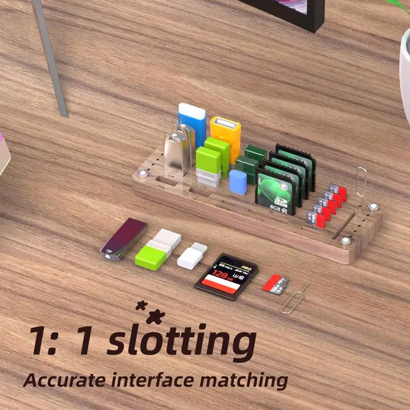 25 Slots SDCard Memory Card Wooden Storage Box for TF USB Type-C storage box bag