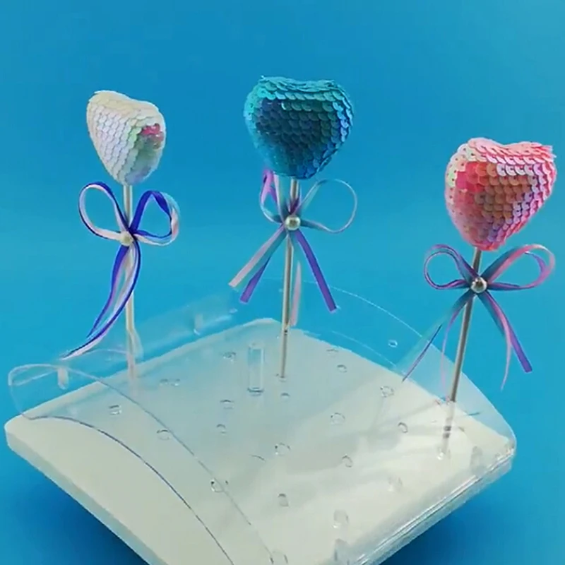 1PC DIY Acrylic 20 Holes With Traces Cake Pop Lollipop Cupcake Display Stand Holder Tower Bases 4
