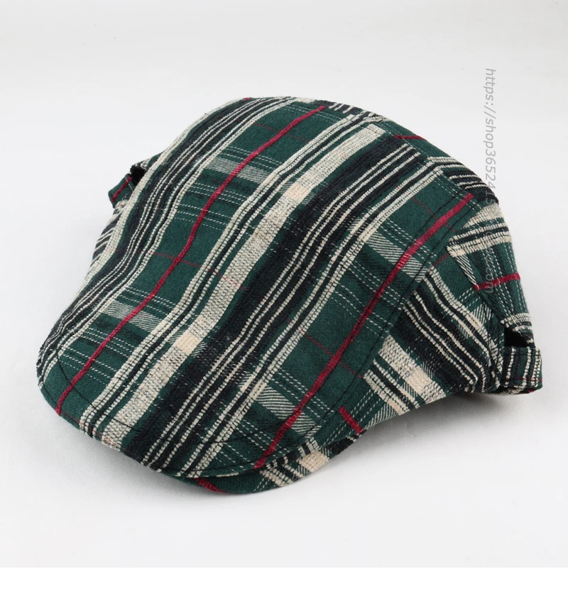 

Plaid Coarse Cloth Retro Advance Hats Women's Four Seasons Hat Fashion All-Match Beret Travel Sunshade