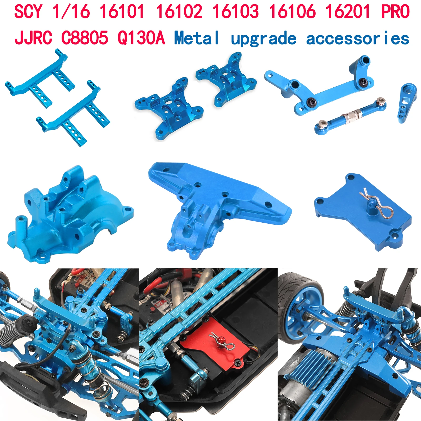Metal Steering Assembly Shock Tower Body Pillars Gearbox Case For SCY 1/ PRO JJRC C8805 Q130A RC