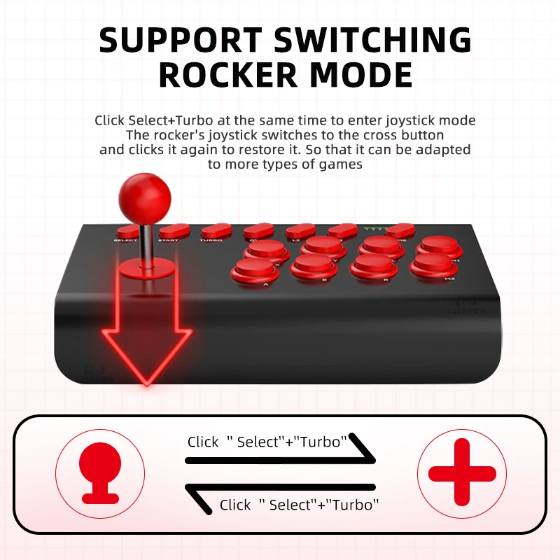 Big Arcade Joystick Wireless Gaming Controller For Android/iOS Smartphone PC/PS4/PS3/Switch Street Fighter MAME Game Y02