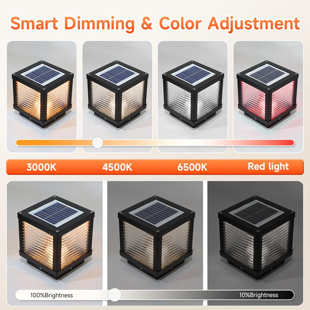 LED Solar Pillar Light solar power supply And indoor electricity connection Garden Sunlight for Fence Pathway Outdoor Decor Lamp