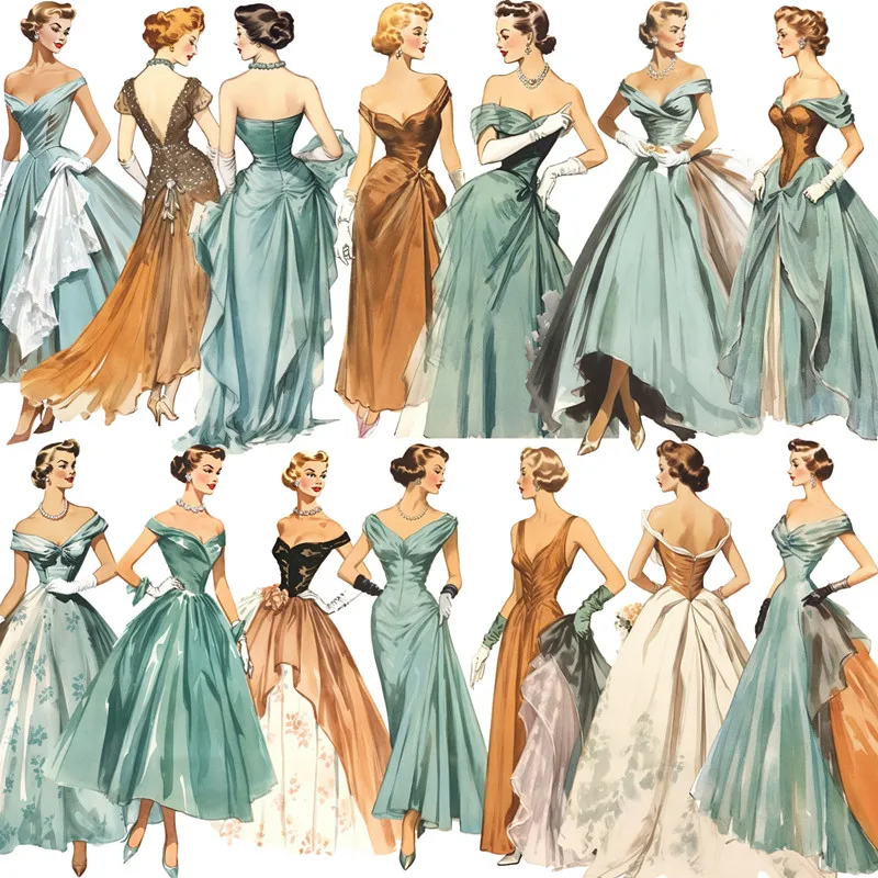 European Palace Retro Dress Ladies Sticker DIY Scrapbooking Junk Journal Phone Case Diary Album Gift Decoration 16PCS cartoon stickers decorative stickers self adhesive stickers stationery stickers paper stickers adhesive stickers decorative labels stickers handbook stickers diy scrapbooking accessories