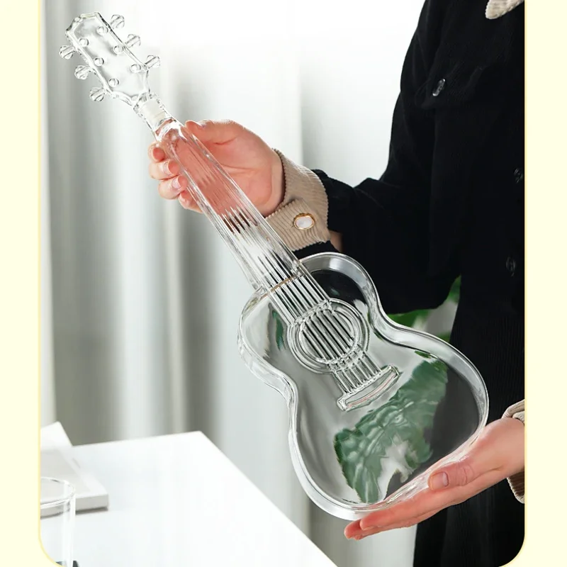 High Borosilicate Glass Wine Bottle Guitar Violin Decanter Wine Set Thickened Transparent Craft Decanter Bottle Decoration wine aerator decanter