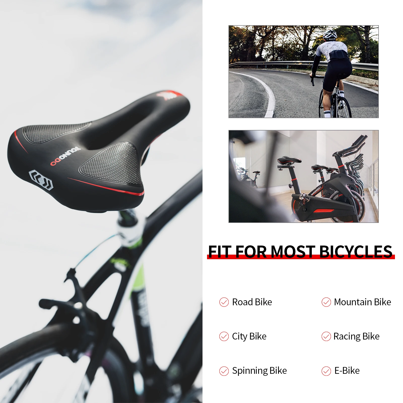 YOUNGDO Bike Seat Cushion Mountain Road Bike Racing Cycling Saddle for MTB Exercise City Bicycle Ride Seat Padded For Men Women