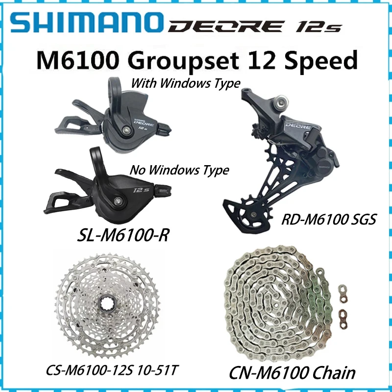 

Набор скоростных переключателей Shimano Deore M6100, Переключатели скоростей 1X1, 12 В, рычаг переключения передач CN M6100, звеньевой кассеты 12 S 12V 51T