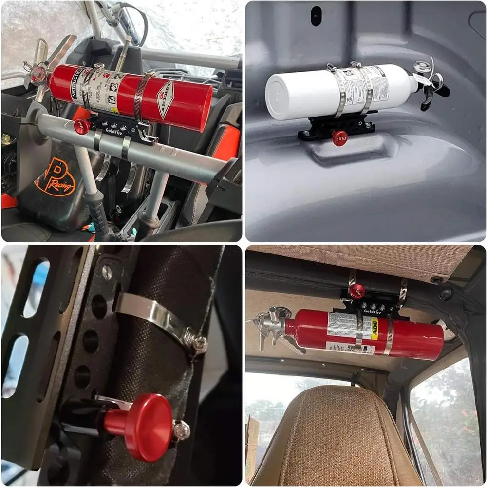 Roll Bar Fire Extinguisher Mount Holder Adjustable Quick Release Bracket Compatible For Atv / Utv / Jk / Jl Vehicle