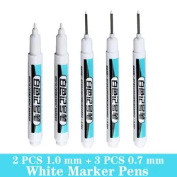 Versatile White Permanent Paint Marker Set - Pack of 3/5 for Creative Art Projects (2 1.0mm   3 0.7mm)