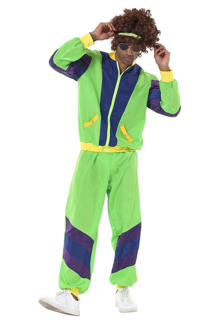 Personalized Hip Hop Rock Adult Men's 80s Retro Sportswear Hippie Disco Cosplay Costume Rave Suit Party Performance Dance Clothe