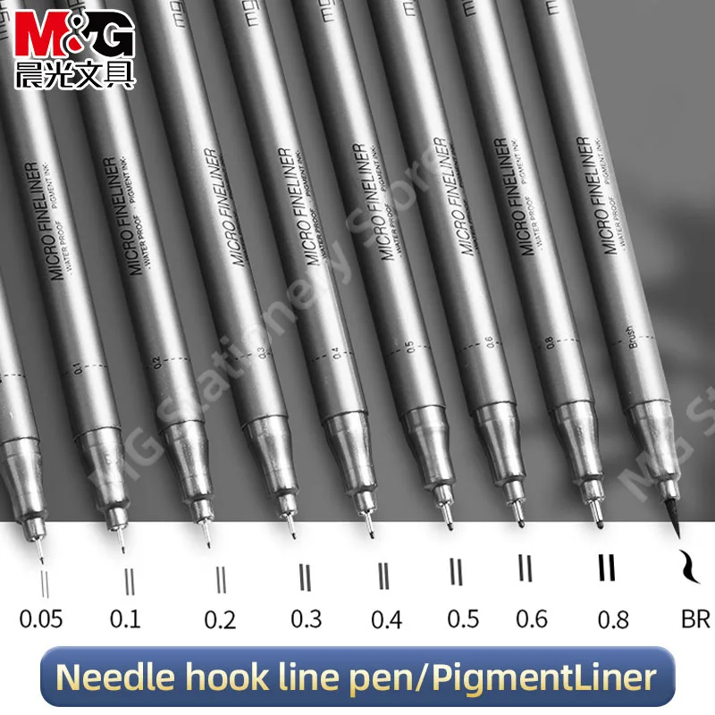 M&G PigmentLiner Needle tip pen Stabilo 0.2/0.3 sketch Fine point gel Ballpoint pen Sakura micron brush OfficeSchool stationery